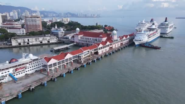 Georgetown Penang Malasia Mayo 2022 Terminal Cruceros Swettenham Con Algunos — Vídeos de Stock