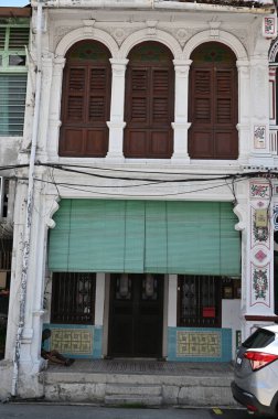 Georgetown, Penang Malezya - 14 Mayıs 2022 Ermeni Caddesi ve Georgetown 'un İnanılmaz Sahnesi