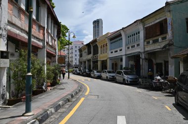 Georgetown, Penang Malezya - 14 Mayıs 2022 Ermeni Caddesi ve Georgetown 'un İnanılmaz Sahnesi