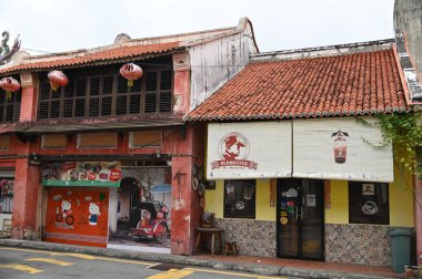 Georgetown, Penang Malezya - 14 Mayıs 2022 Ermeni Caddesi ve Georgetown 'un İnanılmaz Sahnesi
