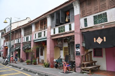 Georgetown, Penang Malezya - 14 Mayıs 2022 Ermeni Caddesi ve Georgetown 'un İnanılmaz Sahnesi
