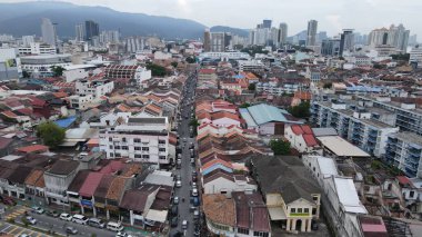 Georgetown, Penang Malezya - 14 Mayıs 2022 Ermeni Caddesi ve Georgetown 'un İnanılmaz Sahnesi