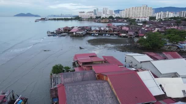 Джорджтаун Малайзія Травня 2022 Clan Jetties Georgetown Penang Malaysia Дерев — стокове відео