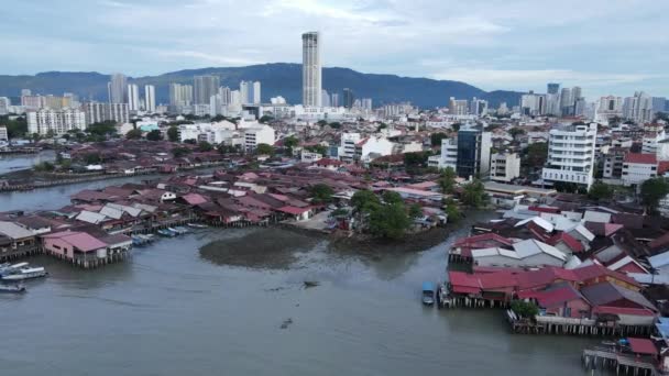 Georgetown Penang Malaysia Maio 2022 Clan Jetties Georgetown Penang Malaysia — Vídeo de Stock