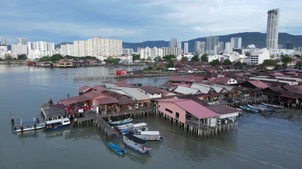 Georgetown Penang Malaysia Maio 2022 Clan Jetties Georgetown Penang Malaysia — Vídeo de Stock