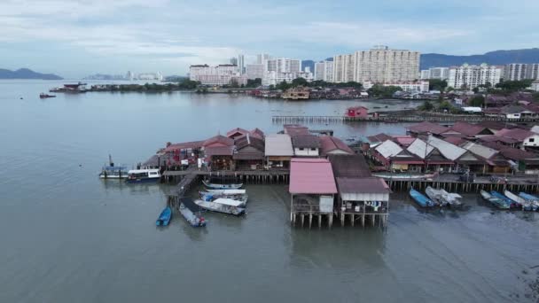 Georgetown Penang Malaysia Maggio 2022 Clan Jetties Georgetown Penang Malaysia — Video Stock