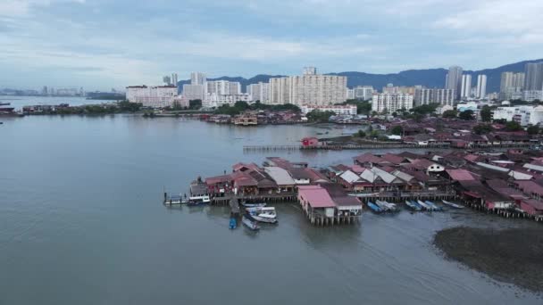 Джорджтаун Малайзія Травня 2022 Clan Jetties Georgetown Penang Malaysia Дерев — стокове відео