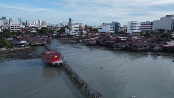 Georgetown Penang Malaysia Maio 2022 Clan Jetties Georgetown Penang Malaysia — Vídeo de Stock