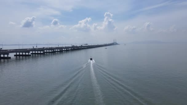 Джорджтаун Пенанг Малайзия Мая 2022 Года Величественный Мост Пенанг Культовый — стоковое видео