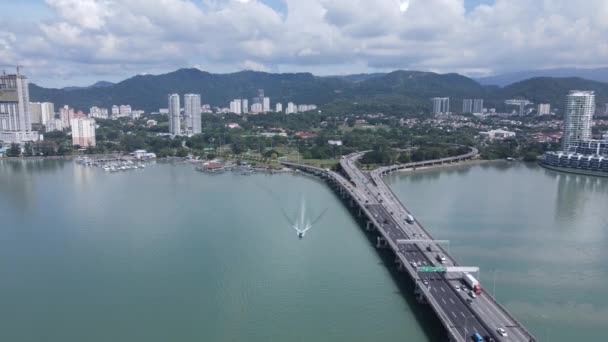 Georgetown Penang Malasia Mayo 2022 Majestuoso Puente Penang Icónico Puente — Vídeos de Stock