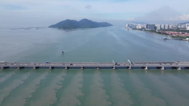 Джорджтаун Пенанг Малайзия Мая 2022 Года Величественный Мост Пенанг Культовый — стоковое видео