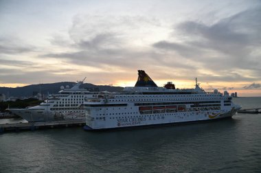 Georgetown, Penang Malezya - 19 Mayıs 2022: Penang Adası etrafında Ege Cenneti Gemisi ile bir gezi