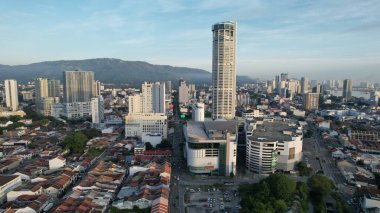 Georgetown, Penang Malezya - 20 Mayıs 2022: The Straits Quay, Landmark Binaları ve Köyleri