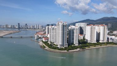 Georgetown, Penang Malezya - 20 Mayıs 2022: The Straits Quay, Landmark Binaları ve Köyleri