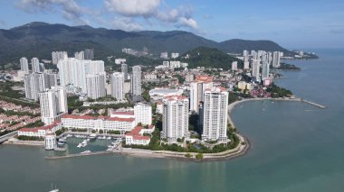 Georgetown, Penang Malezya - 20 Mayıs 2022: The Straits Quay, Landmark Binaları ve Köyleri