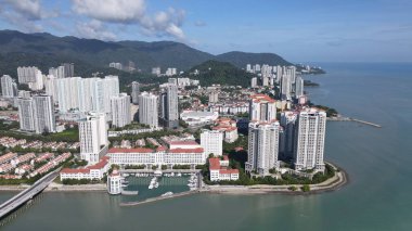 Georgetown, Penang Malezya - 20 Mayıs 2022: The Straits Quay, Landmark Binaları ve Köyleri