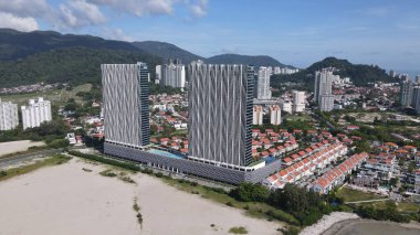 Georgetown, Penang Malezya - 20 Mayıs 2022: The Straits Quay, Landmark Binaları ve Köyleri