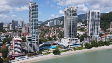 Georgetown, Penang Malezya - 20 Mayıs 2022: The Straits Quay, Landmark Binaları ve Köyleri