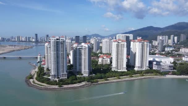 Georgetown Penang Malaysia May 2022 Straits Quay Landmark Buildings Villages — Stock Video