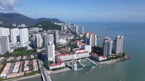 Georgetown Penang Malaysia May 2022 Straits Quay Landmark Buildings Villages — Stock Video