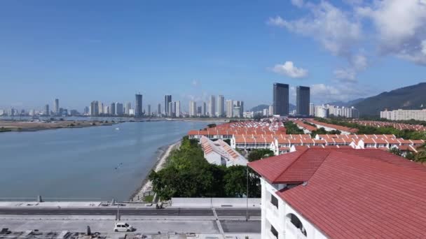 Georgetown Penang Malaysia May 2022 Straits Quay Landmark Buildings Villages — Stock Video