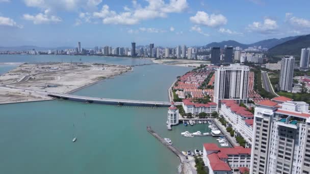 Georgetown Penang Malaysia May 2022 Straits Quay Landmark Buildings Villages — Stock Video