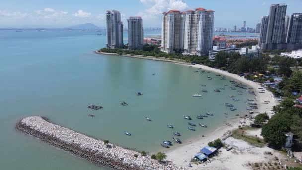 Georgetown Penang Malaysia Травня 2022 Straits Quay Landmark Buildings Villages — стокове відео