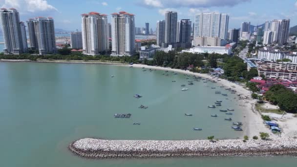 Georgetown Penang Malaysia May 2022 Straits Quay Landmark Buildings Villages — Stock Video