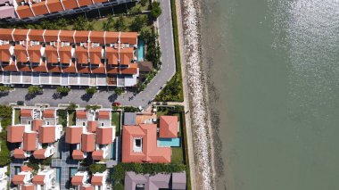 Georgetown, Penang Malezya - 20 Mayıs 2022: The Straits Quay, Landmark Binaları ve Köyleri