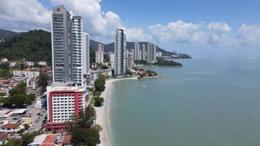 Georgetown, Penang Malezya - 20 Mayıs 2022: The Straits Quay, Landmark Binaları ve Köyleri
