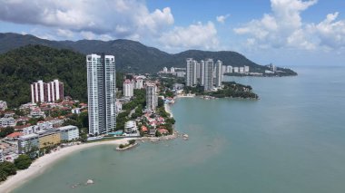Georgetown, Penang Malezya - 20 Mayıs 2022: The Straits Quay, Landmark Binaları ve Köyleri