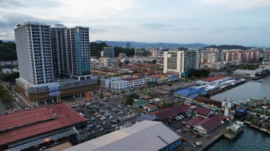 Kota Kinabalu, Sabah Malezya 14 Haziran 2022: Kota Kinabalu Şehir Merkezi Rıhtım ve Kordon Bölgesi