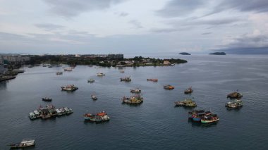 Kota Kinabalu, Sabah Malezya 14 Haziran 2022: Kota Kinabalu Şehir Merkezi Rıhtım ve Kordon Bölgesi