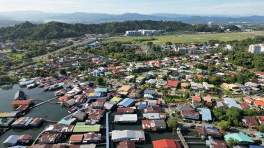 Kota Kinabalu, Sabah Malezya 14 Haziran 2022: Kota Kinabalu Şehir Merkezi Rıhtım ve Kordon Bölgesi