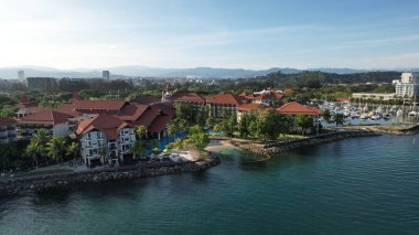 Kota Kinabalu, Sabah Malezya 14 Haziran 2022: Kota Kinabalu Şehir Merkezi Rıhtım ve Kordon Bölgesi