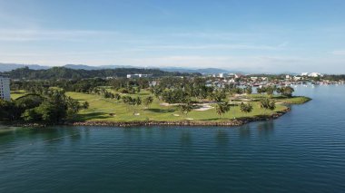 Kota Kinabalu, Sabah Malezya 14 Haziran 2022: Kota Kinabalu Şehir Merkezi Rıhtım ve Kordon Bölgesi