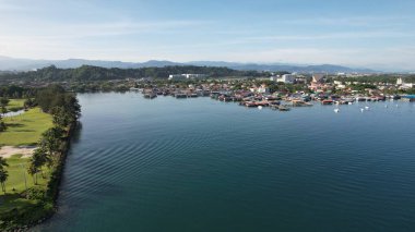 Kota Kinabalu, Sabah Malezya 14 Haziran 2022: Kota Kinabalu Şehir Merkezi Rıhtım ve Kordon Bölgesi