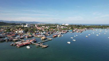 Kota Kinabalu, Sabah Malezya 14 Haziran 2022: Kota Kinabalu Şehir Merkezi Rıhtım ve Kordon Bölgesi