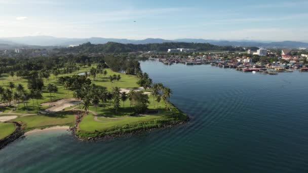 Kota Kinabalu Sabah Malaysia Juni 2022 Waterfront Och Esplanade Området — Stockvideo