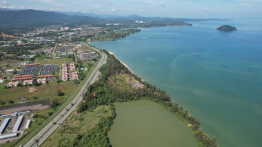 Kota Kinabalu, Sabah Malezya 14 Haziran 2022: Kota Kinabalu Şehir Merkezi Rıhtım ve Kordon Bölgesi
