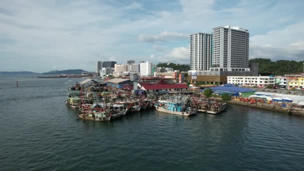 Kota Kinabalu Sabah Malaysia Juni 2022 Waterfront Och Esplanade Området — Stockvideo