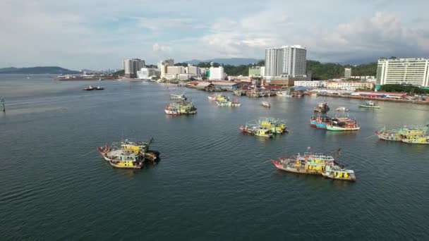 Kota Kinabalu Sabah Malaysia Juni 2022 Waterfront Och Esplanade Området — Stockvideo