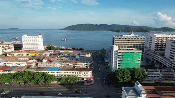 Paisagem Das Aldeias Dentro Ilha Gaya Kota Kinabalu Sabah Malásia — Vídeo de Stock