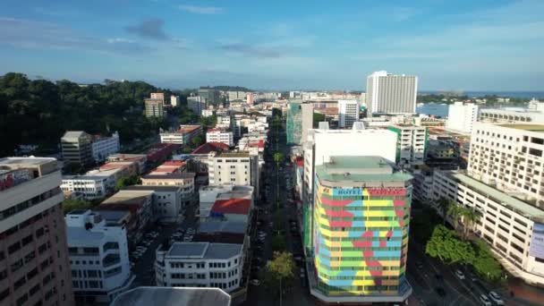 Paysage Des Villages Île Gaya Kota Kinabalu Sabah Malaisie — Video