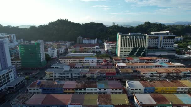 Paysage Des Villages Île Gaya Kota Kinabalu Sabah Malaisie — Video