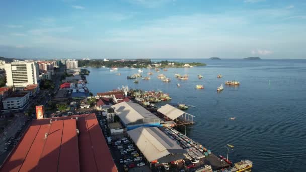 Paisagem Das Aldeias Dentro Ilha Gaya Kota Kinabalu Sabah Malásia — Vídeo de Stock