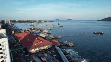 Gaya Adası 'ndaki Köylerin Sahnesi, Kota Kinabalu, Sabah Malezya