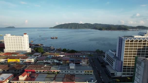 Paisagem Das Aldeias Dentro Ilha Gaya Kota Kinabalu Sabah Malásia — Vídeo de Stock