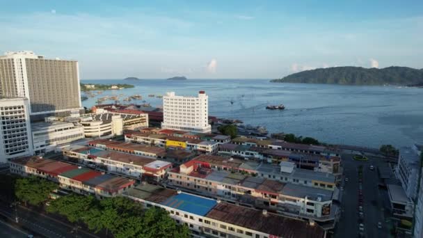 Landskapet Byarna Inom Gaya Island Kota Kinabalu Sabah Malaysia — Stockvideo