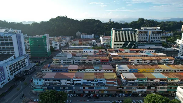 Paisagem Das Aldeias Dentro Ilha Gaya Kota Kinabalu Sabah Malásia — Fotografia de Stock